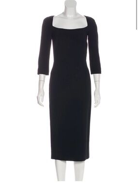 Dolce & Gabbana Black Square-Neck Midi Sheath Dress